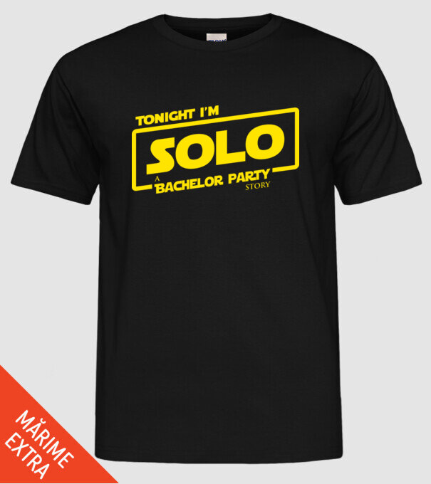 Bachelor Party Solo model negru pe tricou