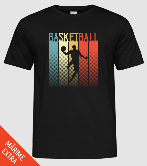 basketball vintage model negru pe tricou