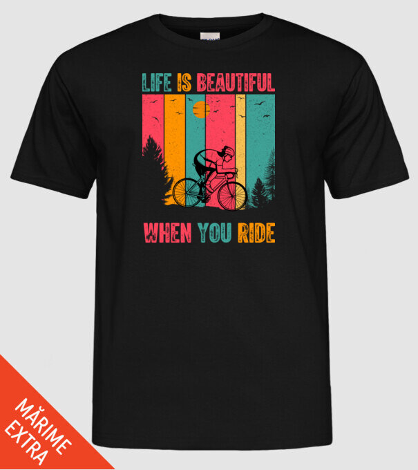 Beautiful ride model negru pe tricou