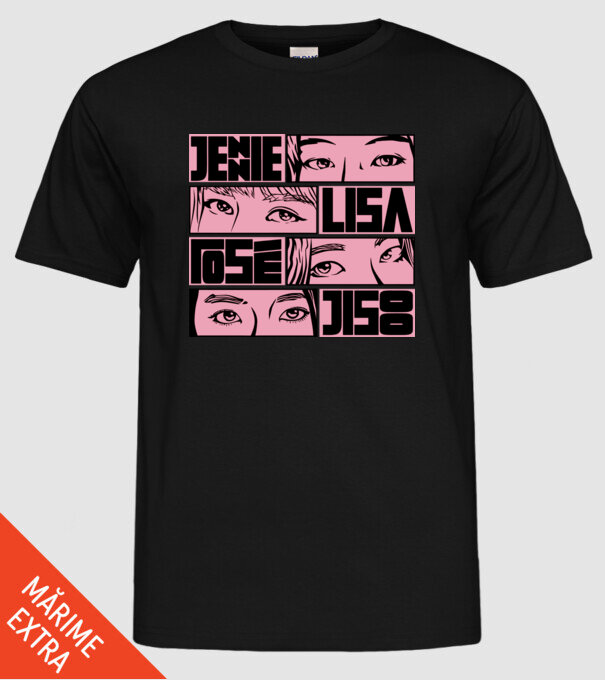 BlackPink manga model negru pe tricou