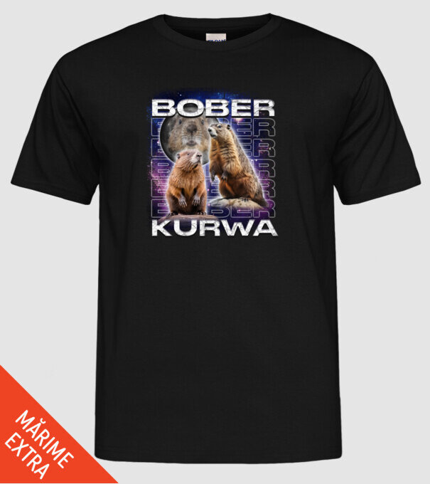 Bóber Kurwa universe model negru pe tricou