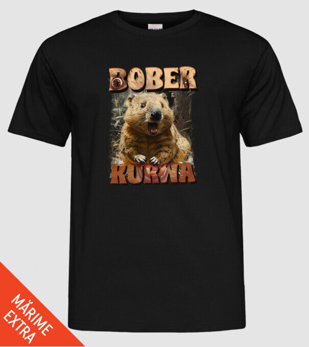 BOBER wombat model negru pe tricou