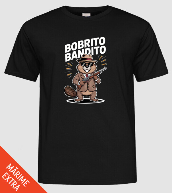 Bobrito Bandito model negru pe tricou