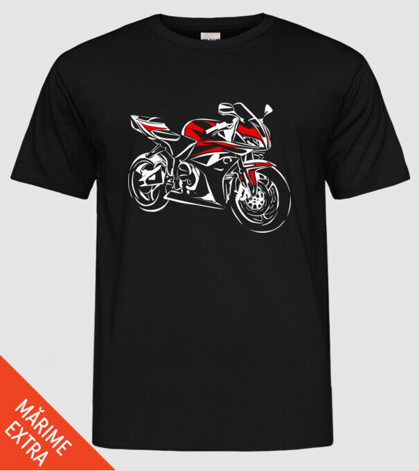 CBR600rr model negru pe tricou