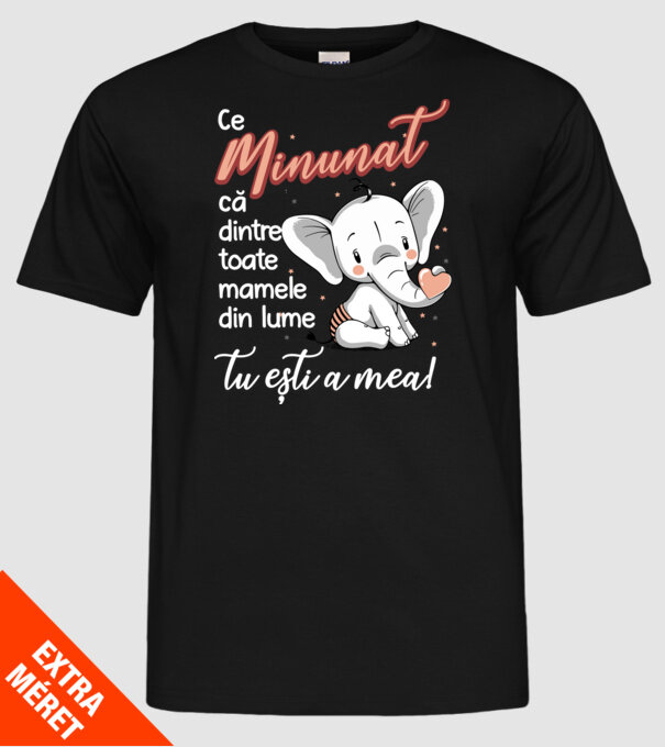 Ce minunat că dintre toate mamele din lume, tu ești a mea! model negru pe tricou