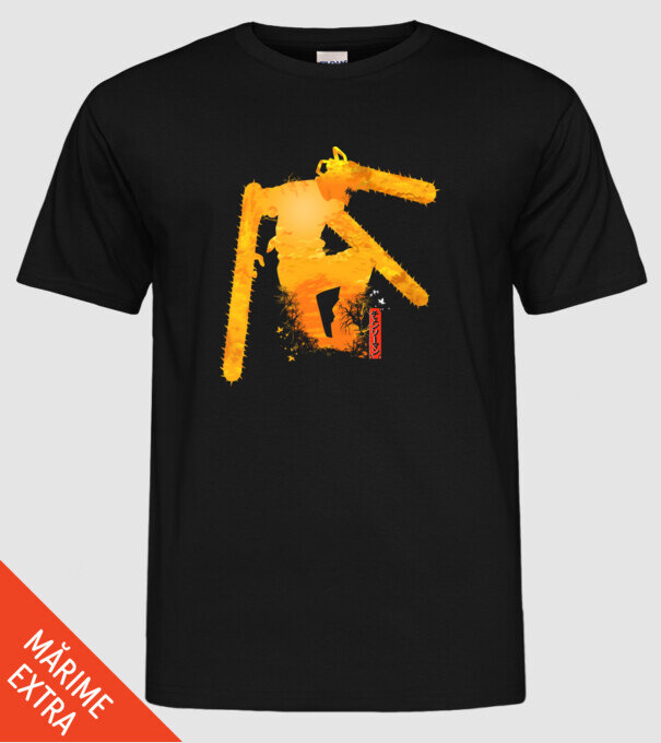 Chainsaw man Denji model negru pe tricou