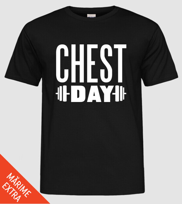 Chest day model negru pe tricou