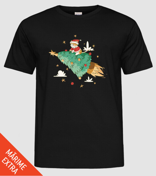 Christmas cat model negru pe tricou