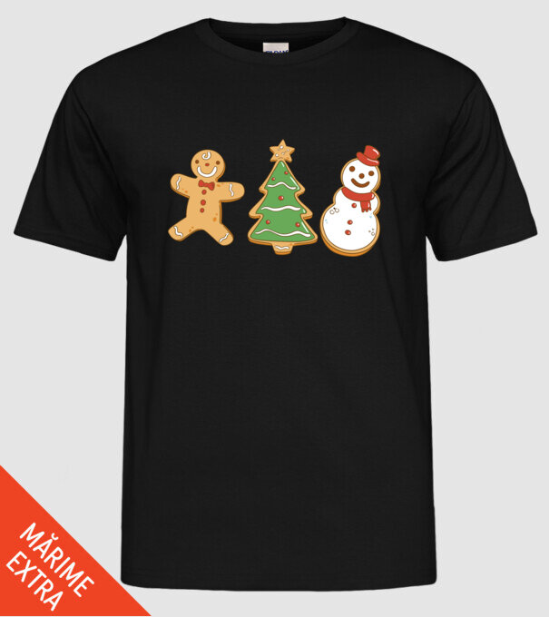 christmas cookies model negru pe tricou
