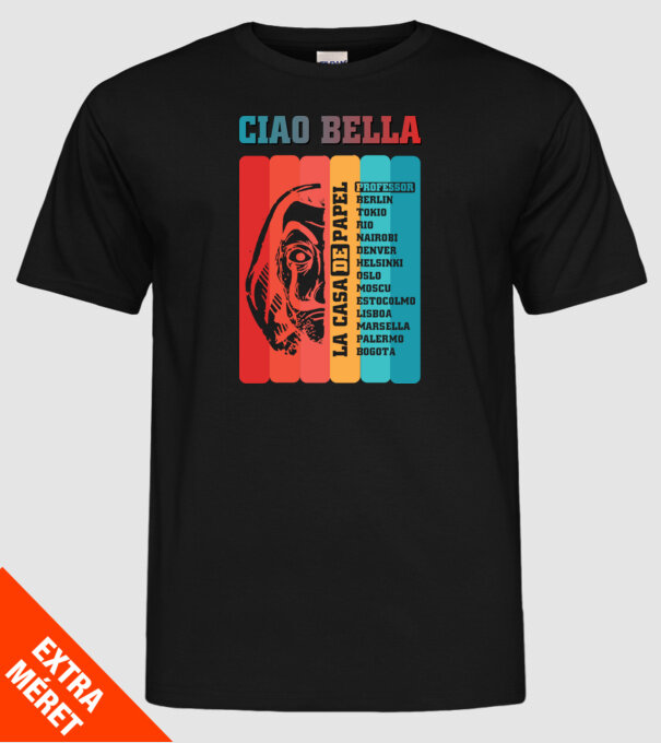 ciao bella retro model negru pe tricou