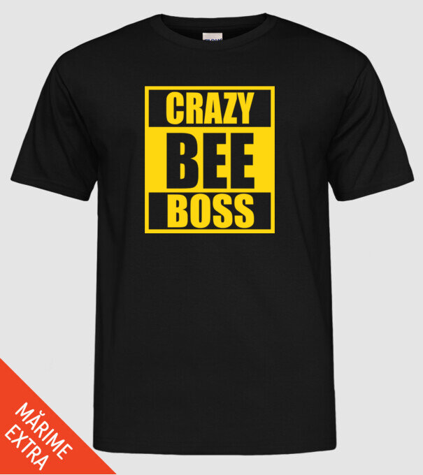 Crazy bee boss model negru pe tricou