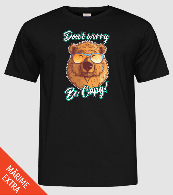 Don't worry be Capy model negru pe tricou