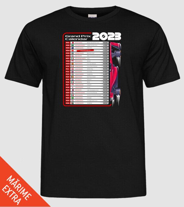 F1 Calendar TBA model negru pe tricou