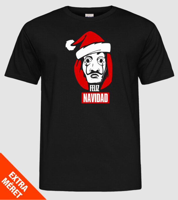 feliz navidad merry christmas money heist model negru pe tricou