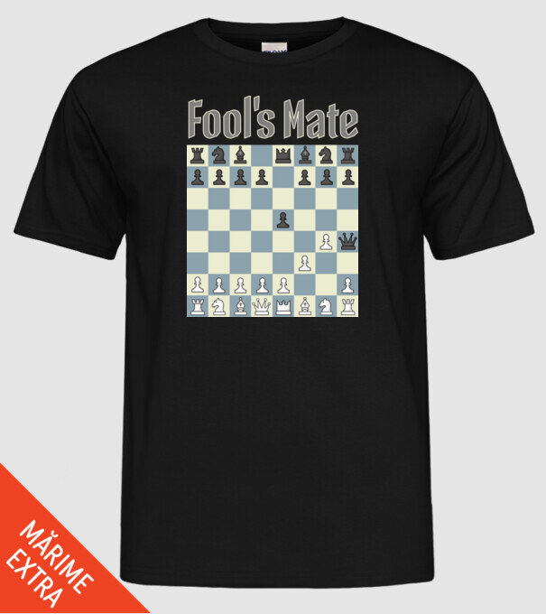 fool's mate model negru pe tricou