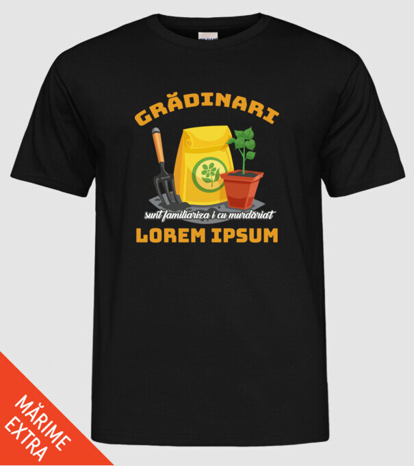 Grădinari model negru pe tricou
