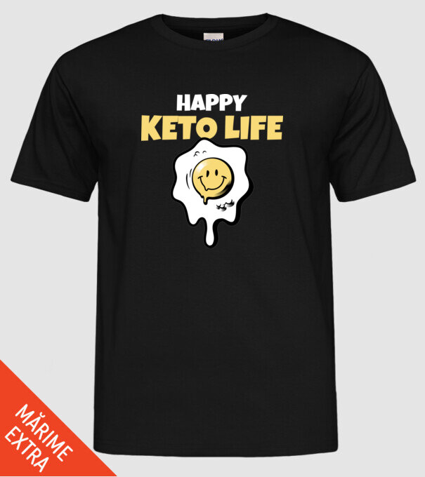 HAPPY KETO LIFE model negru pe tricou