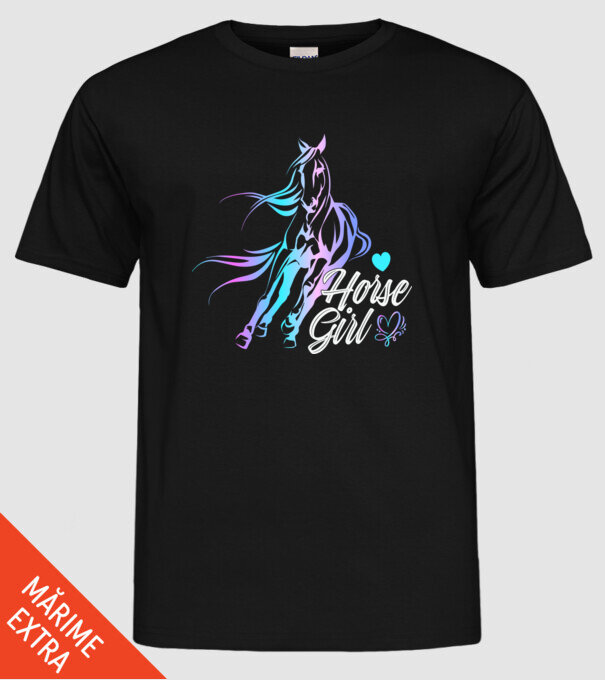 Horse girl 2 model negru pe tricou