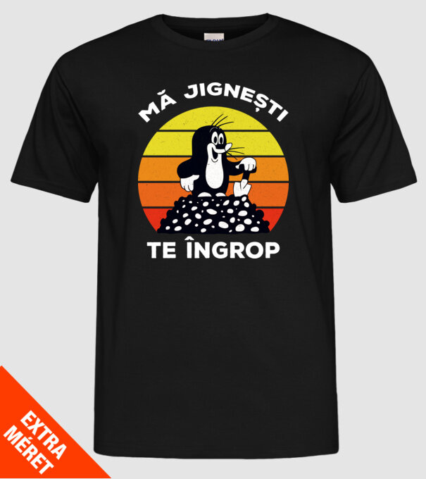 mă jignești, te îngrop model negru pe tricou