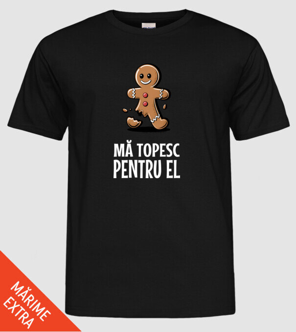 Mă topesc pentru el Negru model negru pe tricou