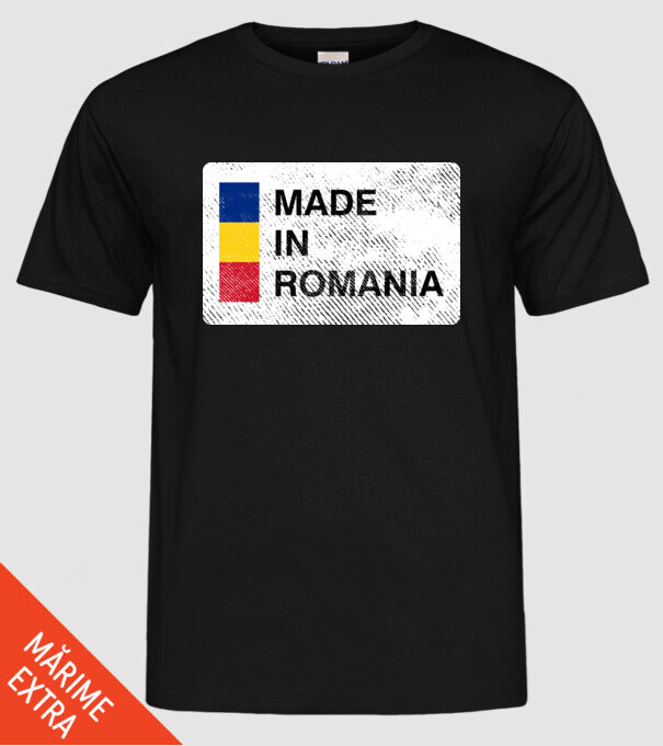 made in romania model negru pe tricou