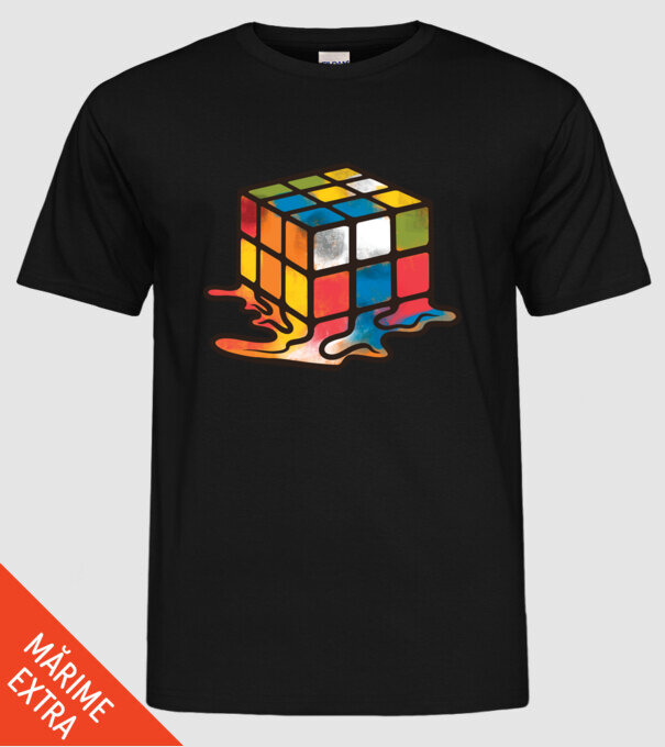 Melted Rubik model negru pe tricou