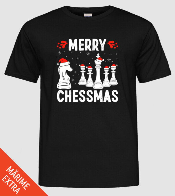 merry chessmass model negru pe tricou