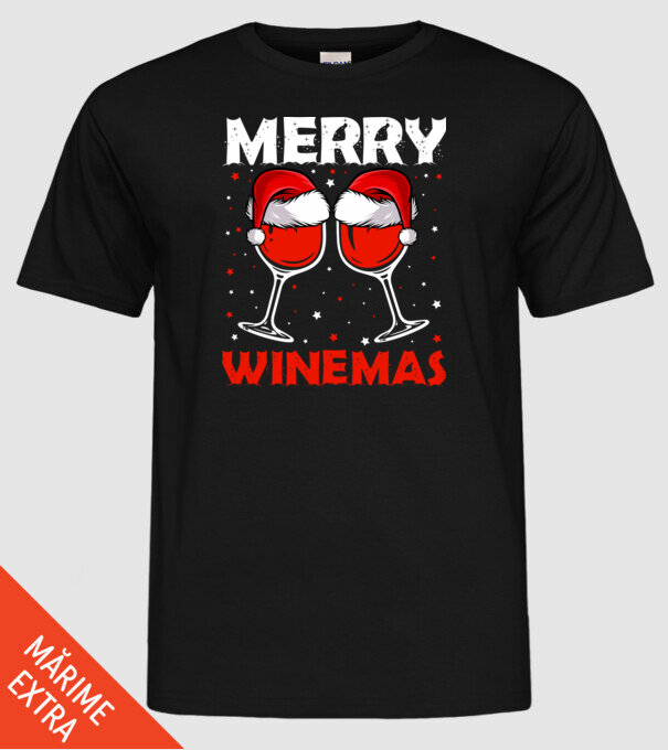 Merry winemas model negru pe tricou
