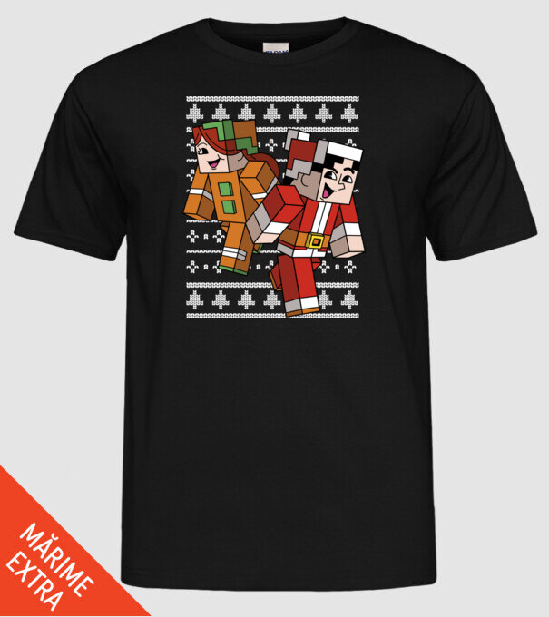 Minecraft christmas ugly sweater model negru pe tricou