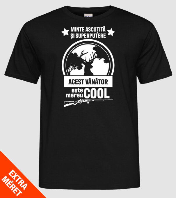 minte ascuțită și superputere acest vânător este mereu cool model negru pe tricou