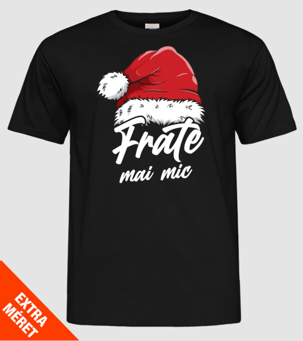 frate mai mic Santa Hat model negru pe tricou