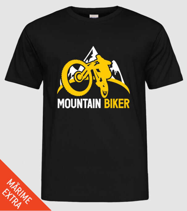 mountain biker model negru pe tricou