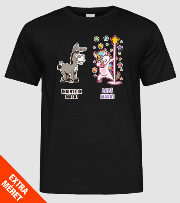 Înainte de masaj - După masaj model negru pe tricou