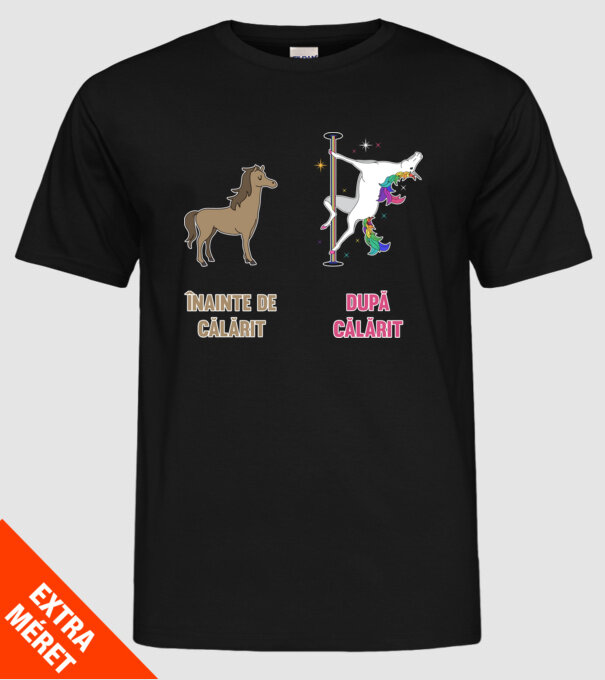 Înainte de călărit - după călărit model negru pe tricou