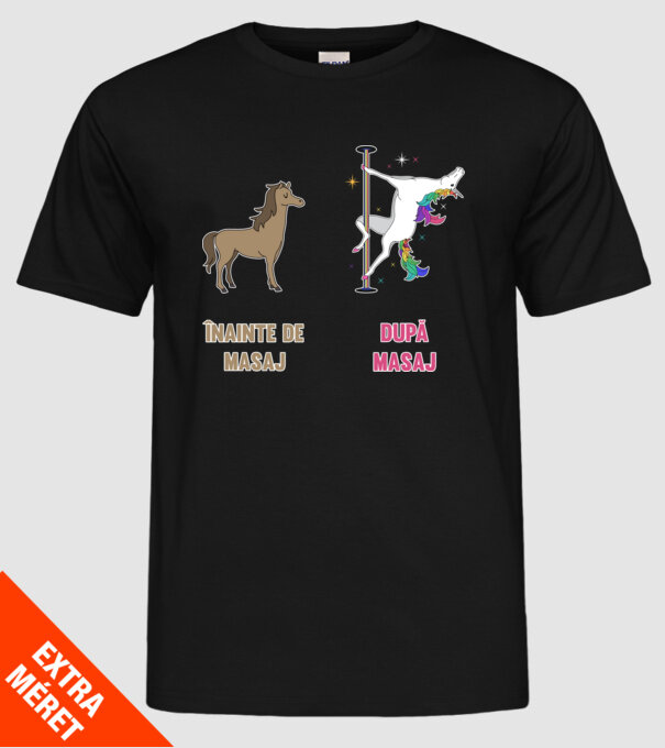 Înainte de masaj - după masaj model negru pe tricou