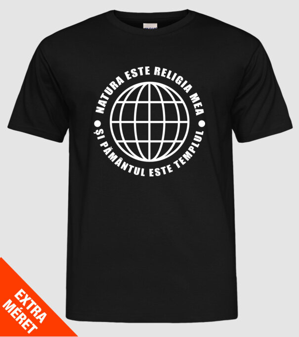 Natura este religia mea model negru pe tricou