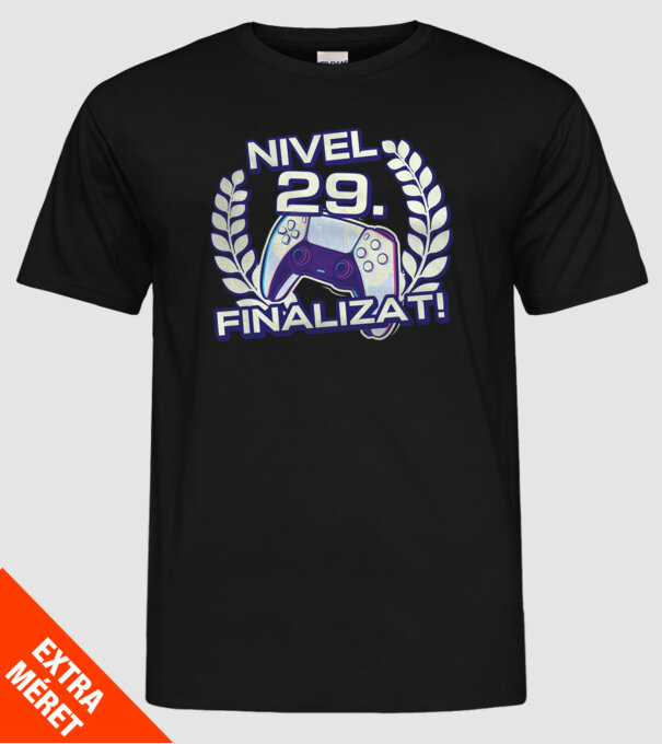Nivel 29 finalizat! model negru pe tricou