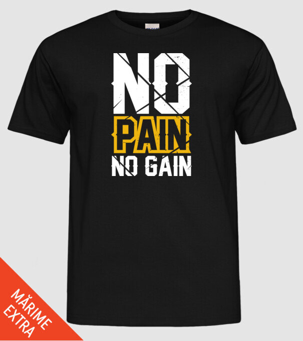 No Pain No Gain model negru pe tricou