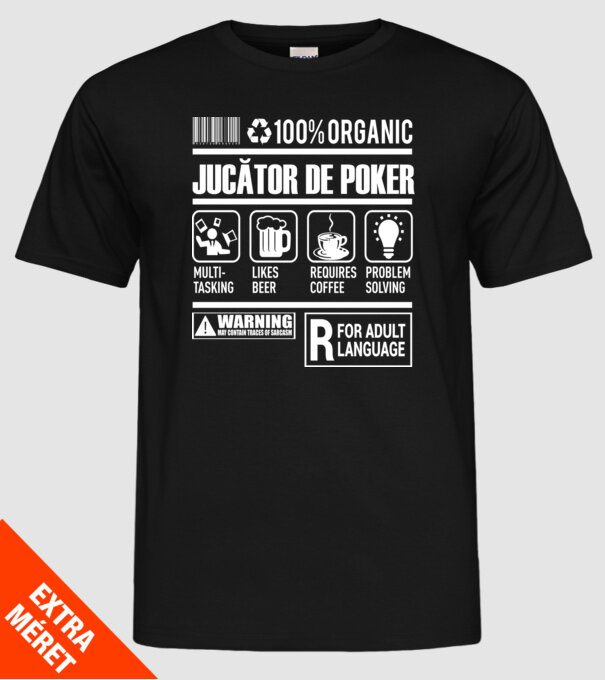 JUCĂTOR DE POKER model negru pe tricou