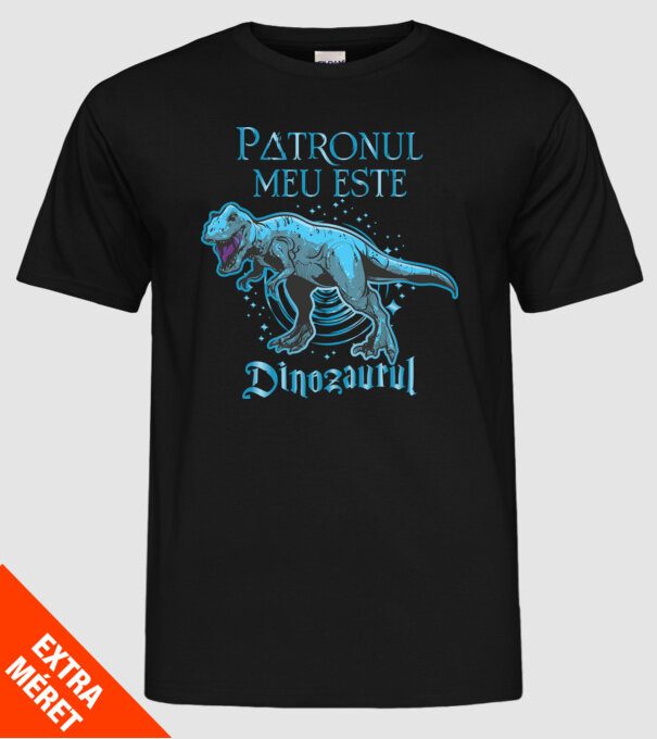 Patronul meu este dinozaurul model negru pe tricou