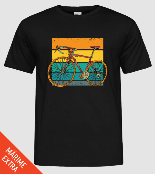 Retro bike model negru pe tricou