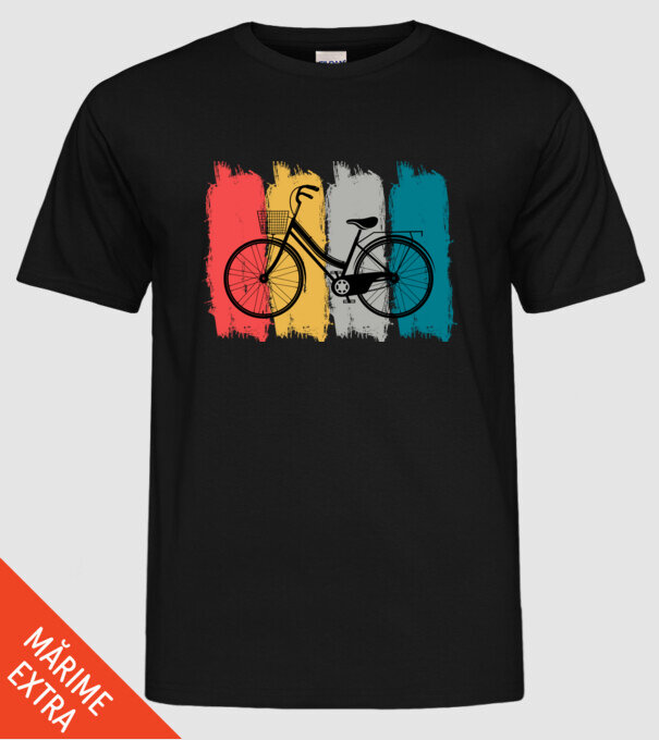 Retro city bike model negru pe tricou
