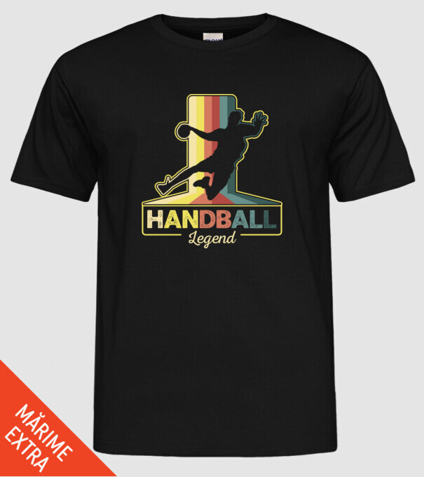 Retro Handball legend model negru pe tricou