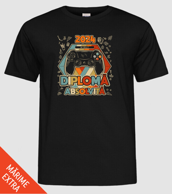 școala  generală diplomă model negru pe tricou