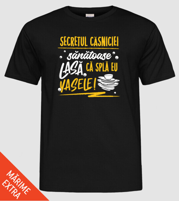 Secretul căsniciei sănătoase model negru pe tricou
