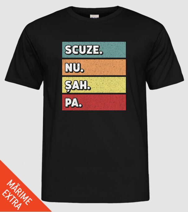 Sorry Cant Chess Bye model negru pe tricou