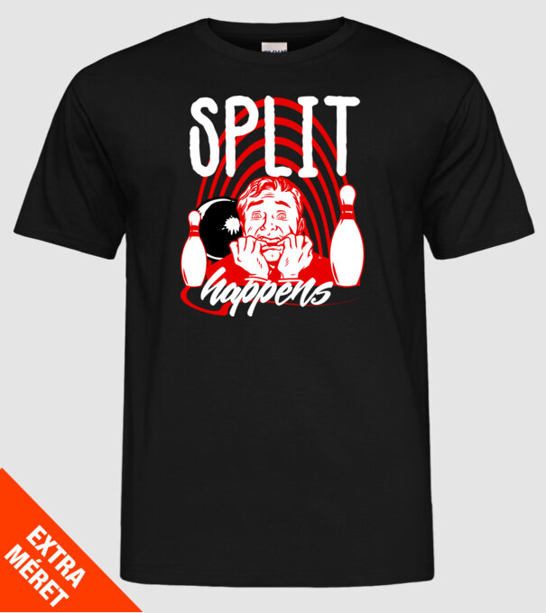 Split Happens model negru pe tricou