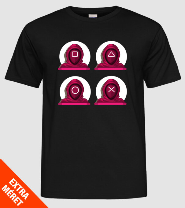squid game characters model negru pe tricou