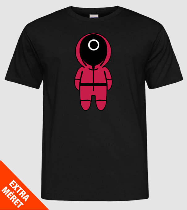 squid game figure model negru pe tricou