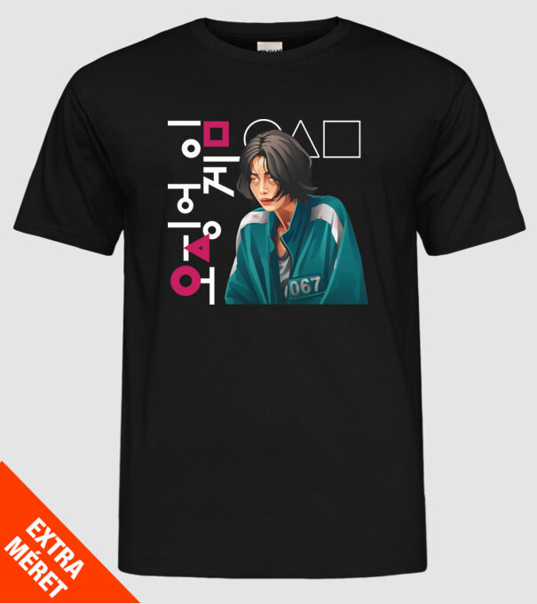 squid game player 067 model negru pe tricou